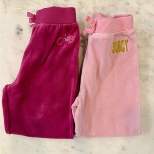 Juicy Couture kids Pink and Fuchsia Velour Pants - Size 5 (2 includes)
